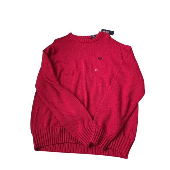 Chaps Sweater Mens XXL Red Knit Pullover Crew Neck Logo Solid Hipster Casual NWT - Picture 1 of 4